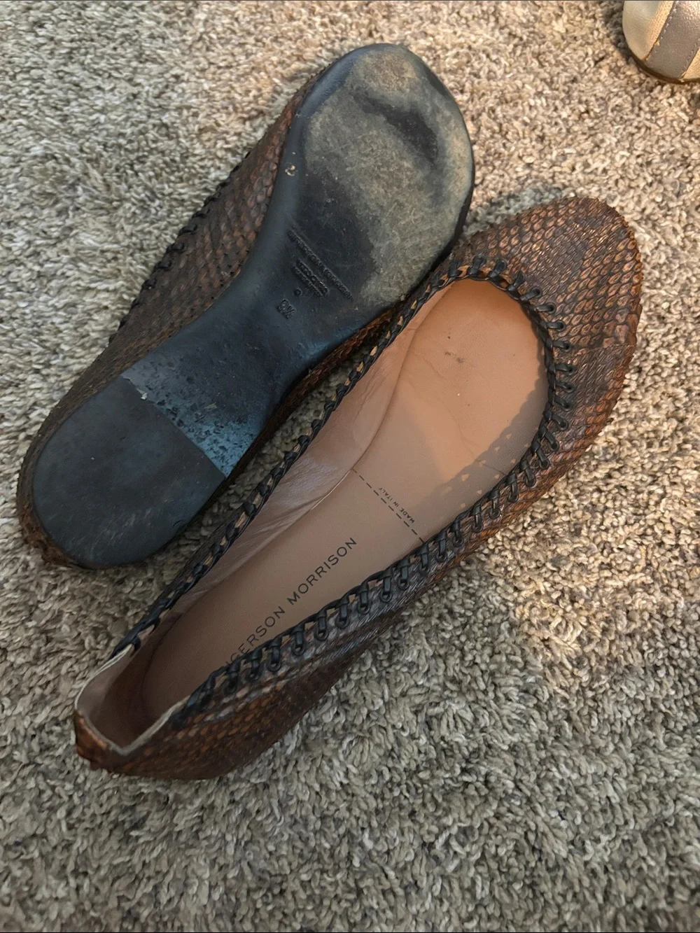 Sigerson Morrison Brown Woven Leather Ballet Flats